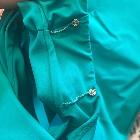 Chiara Boni Imani Asymmetric Ruffle Sheath Dress in Pavone - Picture 7 of 10